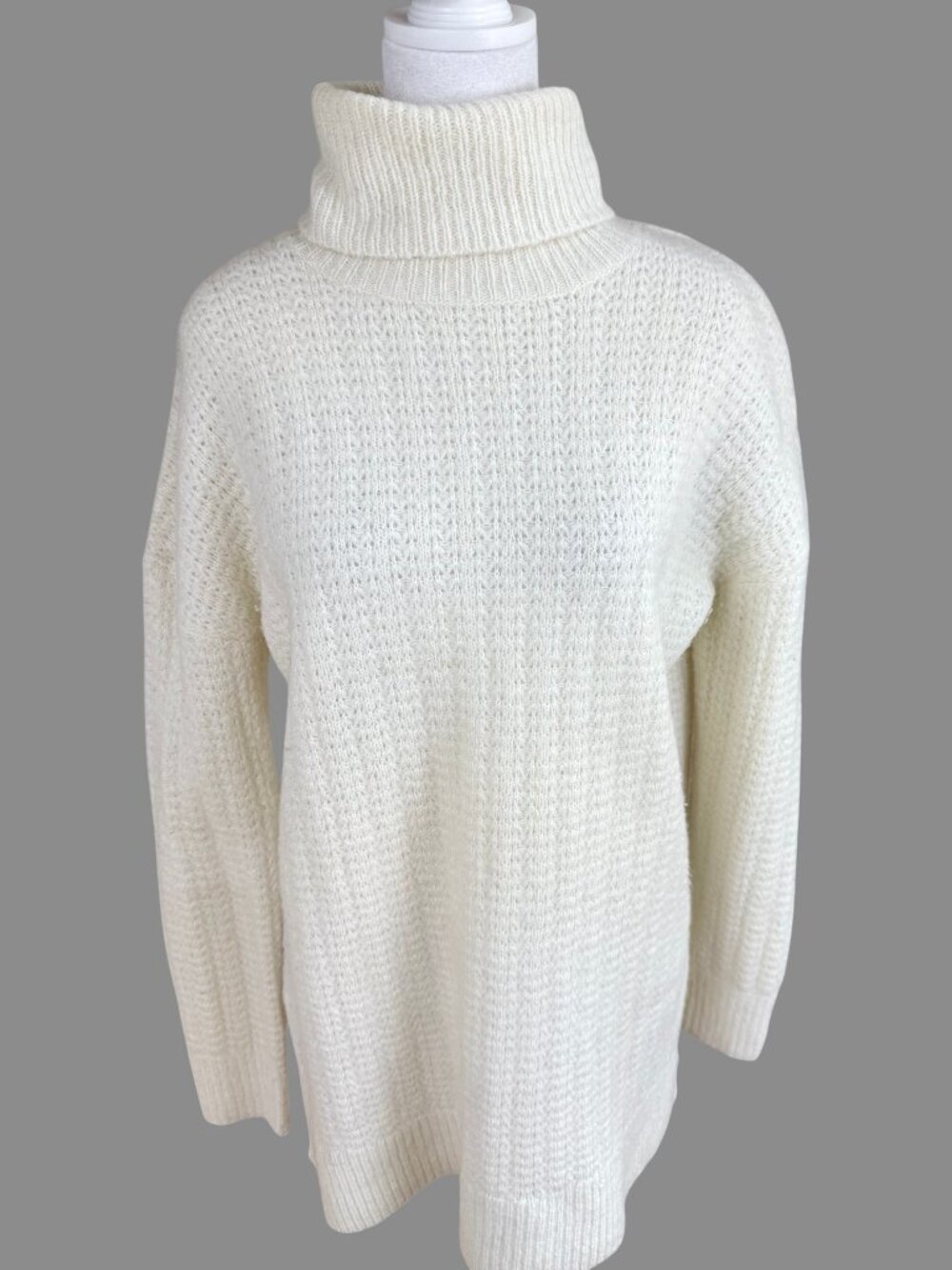 Theory Turtleneck Sweater Wool Blend Sabine Oversized Cream Ivory (S)
